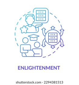 Enlightenment blue gradient concept icon. Data organization skills. Information analytics. ICT literacy level abstract idea thin line illustration. Isolated outline drawing. Myriad Pro-Bold font used
