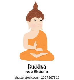 The Enlightenment of Buddha watercolor vector illustration. Monk, Buddhist 