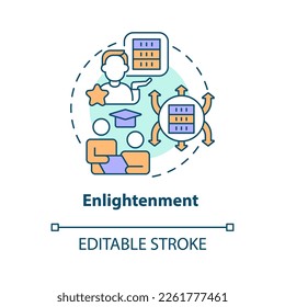 Enlightenment concept icon. Data organization skills. ICT literacy level abstract idea thin line illustration. Isolated outline drawing. Editable stroke. Arial, Myriad Pro-Bold fonts used