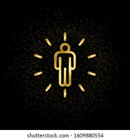 Enlightenment gold icon. Vector illustration of golden particle background.. Spiritual concept vector illustration