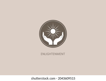 Enlightenment Logo with Open Hands and Sun Ray