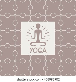 Enlightenment Yoga Studio Design Card In Pastel Colors Flat Vector Design On Ornamental Background