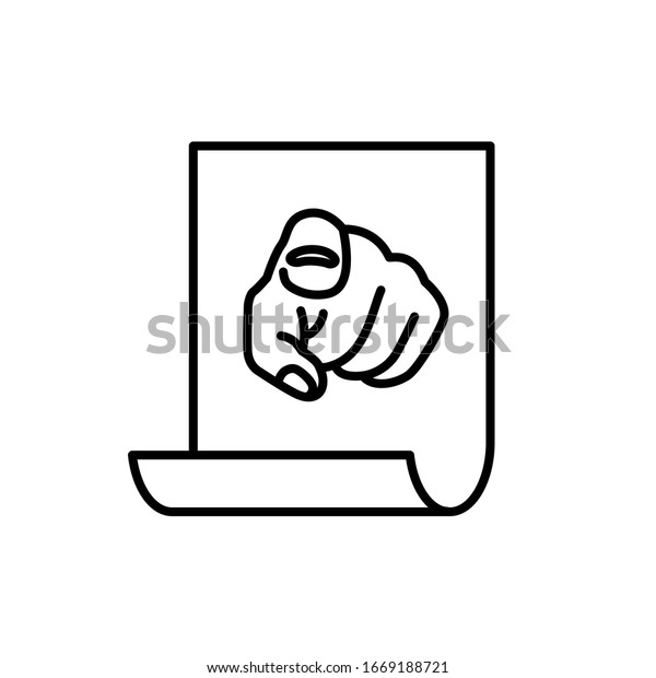Enlist icon with finger pointing\
on you. We need you agenda sign. Adjustable stroke\
width.
