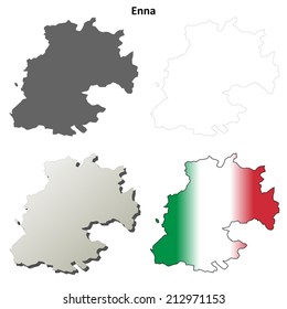 Enna blank detailed outline map set - vector version