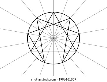 Enneagram icon, sacred geometry, diagram logo template, vector illustration isolated on white background 