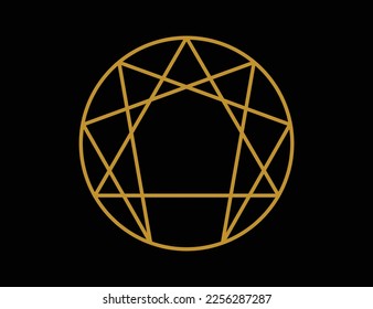 Enneagram symbol is a circle with nine points consists of a triangle and a hexagon enclosed within the circle. Used in The Fourth Way esoteric system by George Gurdjieff and Pyotr Ouspenski.