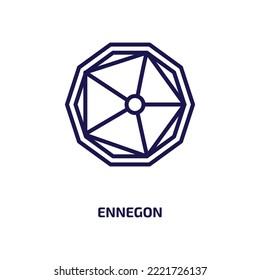 ennegon icon from geometry collection. Thin linear ennegon, play, template outline icon isolated on white background. Line vector ennegon sign, symbol for web and mobile