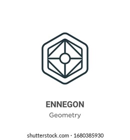Ennegon outline vector icon. Thin line black ennegon icon, flat vector simple element illustration from editable geometry concept isolated stroke on white background