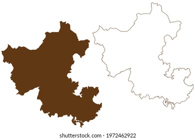 Ennepe-Ruhr-Kreis district (Federal Republic of Germany, State of North Rhine-Westphalia, NRW, Arnsberg region) map vector illustration, scribble sketch Ennepe Ruhr Kreis map