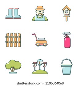 Ennoble icons set. Cartoon set of 9 ennoble vector icons for web isolated on white background