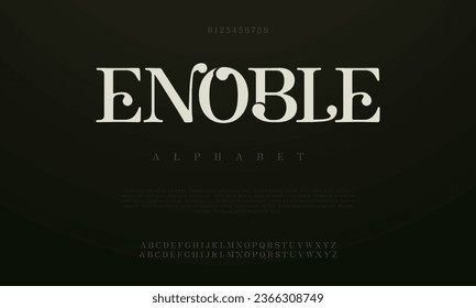 Enoble premium luxury elegant alphabet letters and numbers. Elegant wedding typography classic serif font decorative vintage retro. Creative vector illustration