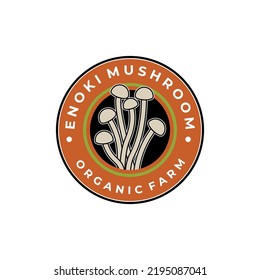 enoki mushroom badge logo symbol illustration design template