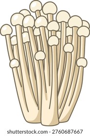 Enoki Mushroom Bunch Flat Illustration