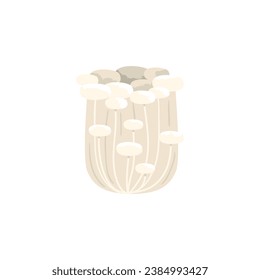 Enoki mushroom. Edible fungus. Vector cartoon illustration with texture isolated on the white background.