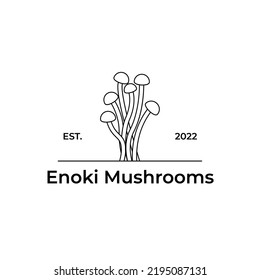 enoki mushroom line art logo symbol illustration design