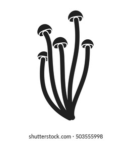 Enokitake icon in black style isolated on white background. Mushroom symbol stock vector illustration.