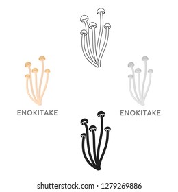Enokitake icon in cartoon style isolated on white background. Mushroom symbol stock vector illustration.