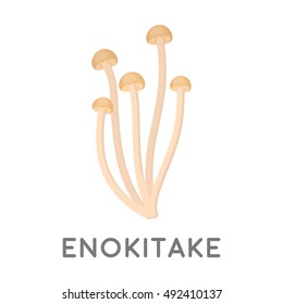 Enokitake icon in cartoon style isolated on white background. Mushroom symbol stock vector illustration.