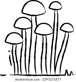 enokitake mushroom hand drawn vector illustration