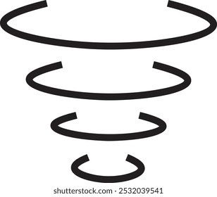 Ícone de tornado enorme no estilo da moda da linha. Alterações climáticas e catástrofes naturais. Conceito Mudanças Climáticas, Desastres Naturais, Eventos Meteorológicos Extremos, Crise Ambiental, Sinais De Alerta