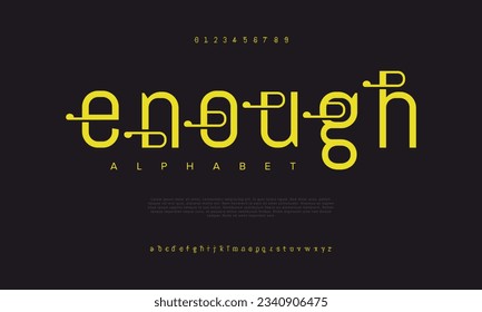Enough creative modern urban alphabet font. Digital abstract moslem, futuristic, fashion, sport, minimal technology typography. Simple numeric vector illustration
