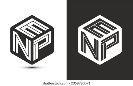 ENP-Logo-Design mit Illustrator-Würfel-Logo, Vektorlogo modernes Alphabet Schriftart Überschneidung Stil. Premium Business Logo Symbol. Weiße Farbe auf schwarzem Hintergrund