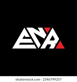 ENR triangle letter logo design with triangle shape. ENR triangle logo design monogram. ENR triangle vector logo template with red color. ENR triangular logo Simple, Elegant, and Luxurious design.