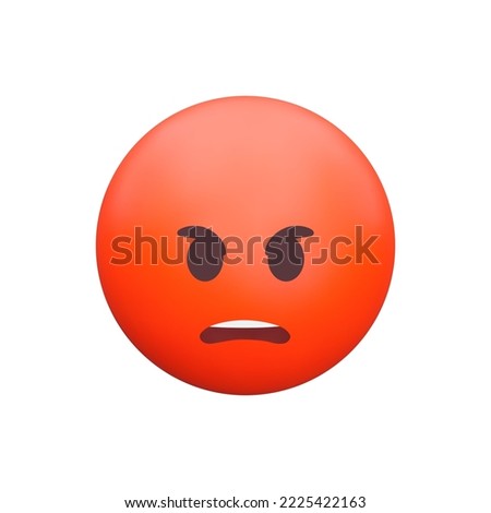 Enraged face 3d icon. red emoji with an angry expression. Anger, hate or rage. Isolated object on transparent background