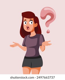 
Enraged Girl Wondering Being Puzzled Vector Illustration. Confused teenager wondering about puberty and growing up 
