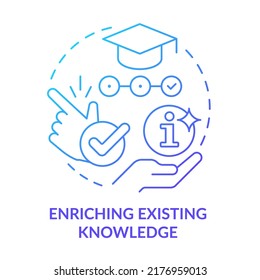 Enriching existing knowledge blue gradient concept icon. New information. Principle about learning abstract idea thin line illustration. Isolated outline drawing. Myriad Pro-Bold fonts used