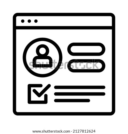 Enroll icon. User account on web browser. Online registration concept. Outline style. Vector. Isolate on white background.