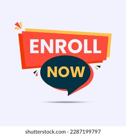 enroll now banner label clipart