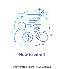 Enroll Now Concept Icon. Enrollment. New User Registration Idea Thin Line Illustration. Sign Up. Vector Isolated Outline Drawing