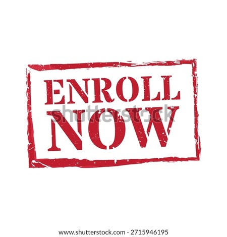 Enroll now red grunge rubber stamp vector registration call to action