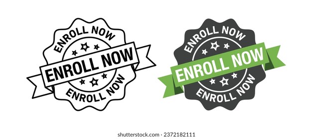 Enroll now rounded vector symbol set