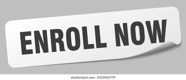 enroll now sticker. enroll now rectangular label isolated on white background