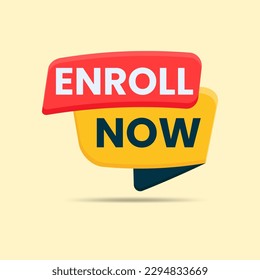 enroll now text button vector