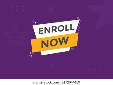 Enroll now text button. Web button template Enroll now