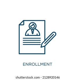 Enrollment Icon. Thin Linear Enrollment Outline Icon Isolated On White Background. Line Vector Enrollment Sign, Symbol For Web And Mobile