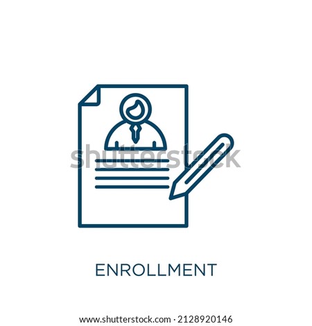 enrollment icon. Thin linear enrollment outline icon isolated on white background. Line vector enrollment sign, symbol for web and mobile