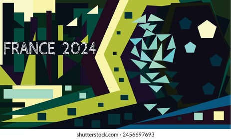 Enroute France 2024 illustration poster and banner design for all usage to celebrate big event competition in France with description colorful abstract one man and athlete going to sport competition. 