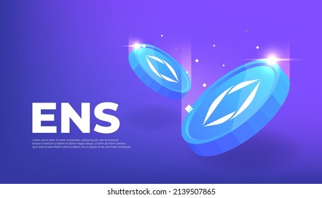 Ens coin cryptocurrency concept banner background.