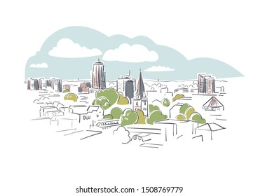 Enschede Netherlands Europe vector sketch city illustration line art