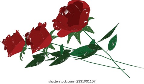 An Ensemble of Passion: Revel in the Splendor of Three Red Roses.