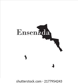 Ensenada map and black lettering design on white background