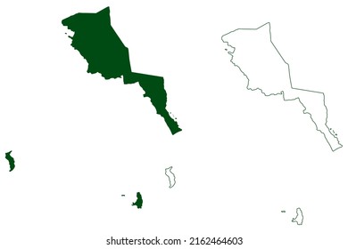 Ensenada municipality (Free and Sovereign State of Baja California, Mexico, United Mexican States) map vector illustration, scribble sketch Ensenada map