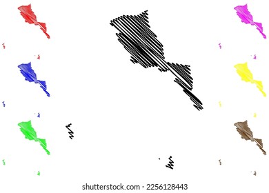 Ensenada municipality (Free and Sovereign State of Baja California, Mexico, United Mexican States) map vector illustration, scribble sketch Ensenada map