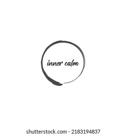 Enso brush stroke symbol with quote isolated on white, logo, embem element for your design