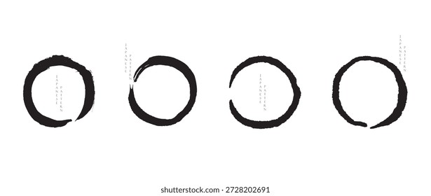 Elementos de círculo Enso com arte japonesa. Zen e vetor de meditação.