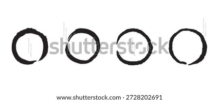 Enso circle elements with Japanese art. Zen and meditation vector.